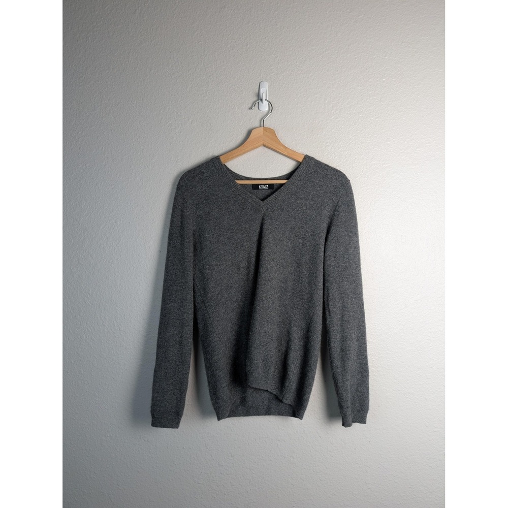 GOBI Pullover Sweater Womens M Gray V-Neck 100% Cashmere Mongolian Knit - Picture 2 of 8